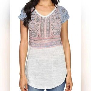 Lucky Brand Womens light gray Indian Mural T-shirt women's size Small